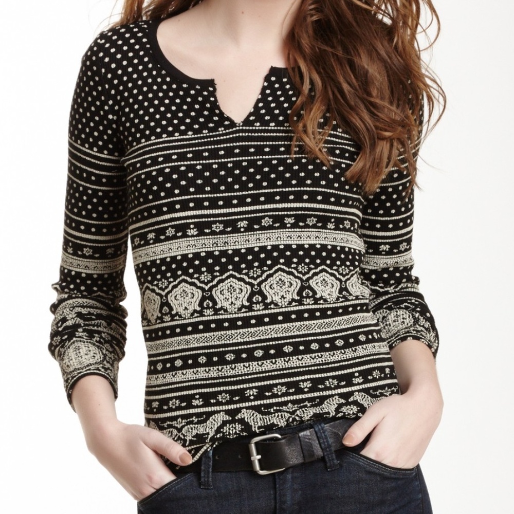 LUCKY BRAND Zebra Stripe Thermal Shirt MEDIUM - Picture 6 of 6